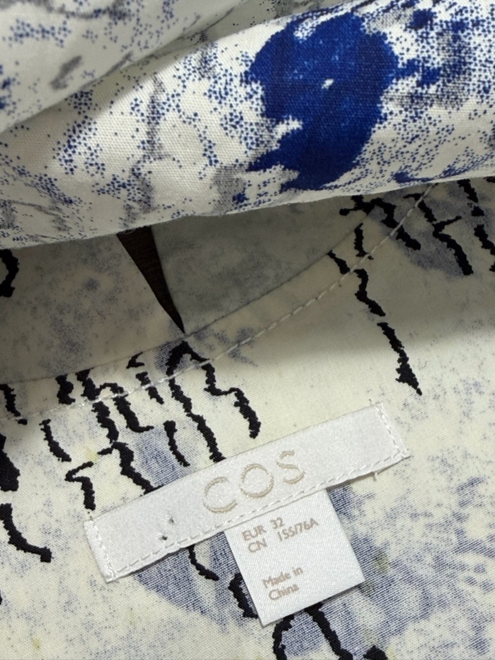 COS sleeveless top with a blue and black abstract geometric pattern - Picture 8 of 14